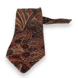 Robert Talbott Mens Tie Size 57 x 3.75 100% Silk Paisley Van Boven Brown Red